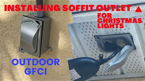 how to install electric outlet box under soffit|under eave soffit outlet installation.